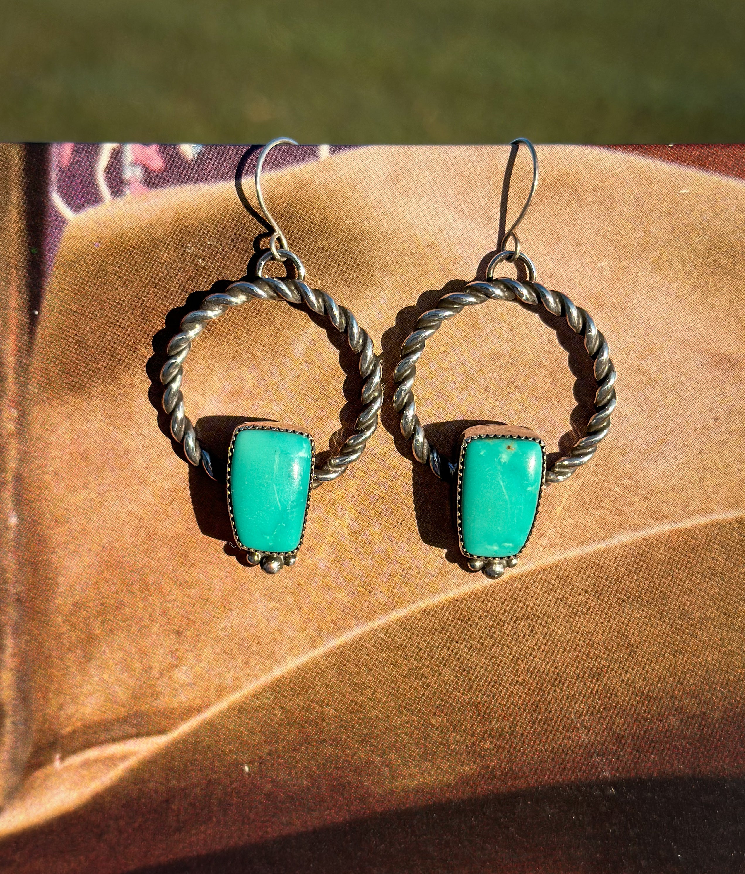 Fox Turquoise Twisted Hoops